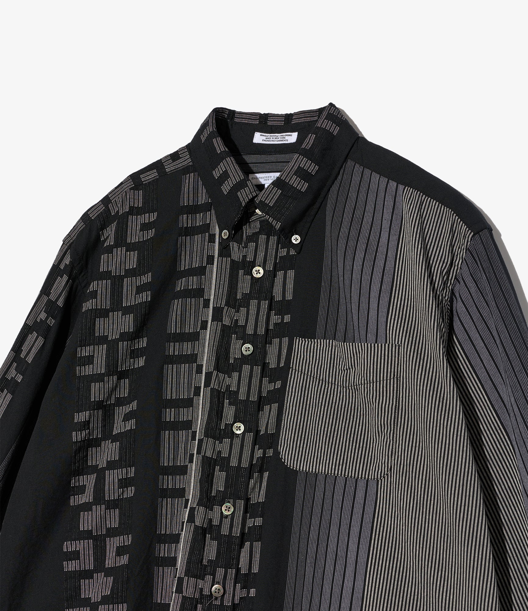 19th Century BD Shirt – Black Multi Pattern Jacquard - Image 3