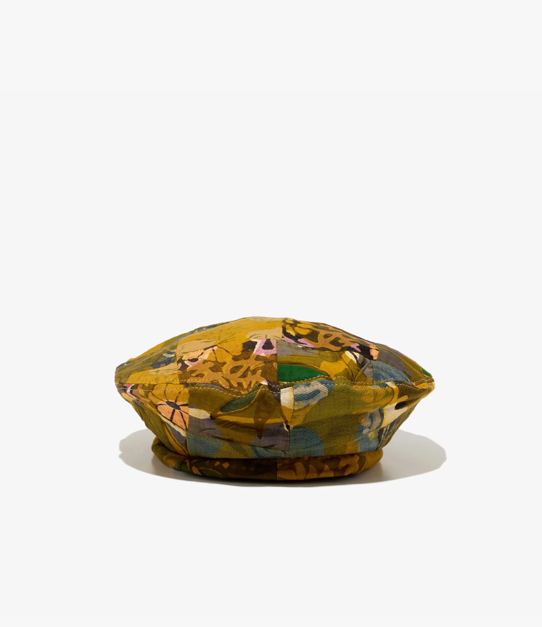 Beret – Olive Mixed Pattern Patchwork