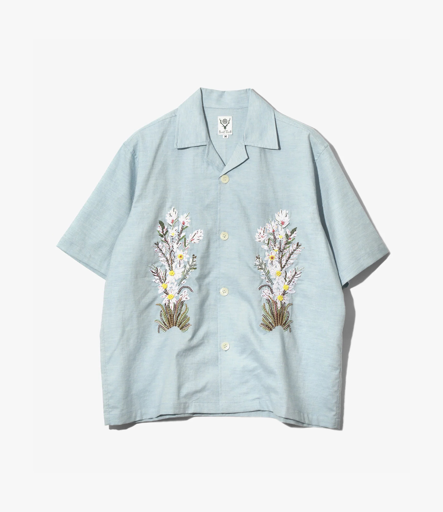 Cabana Shirt – Blue Flower Embroidery