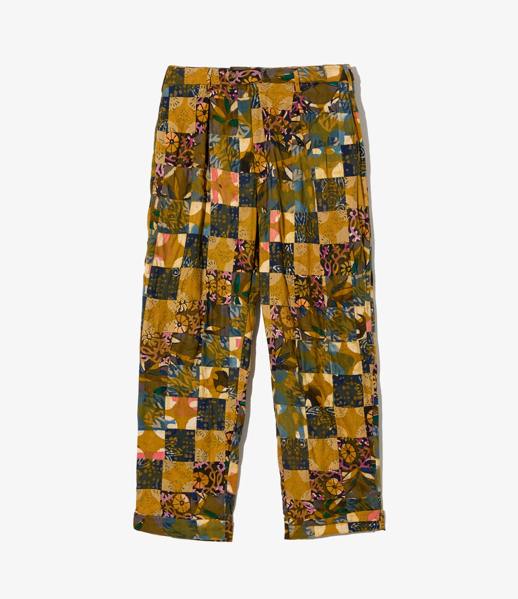 Carlyle Pant – Olive Mixed Pattern Patchwork