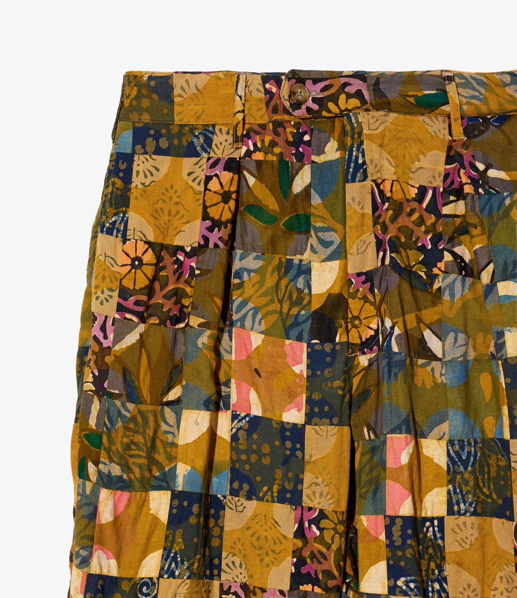 Carlyle Pant – Olive Mixed Pattern Patchwork - Image 3