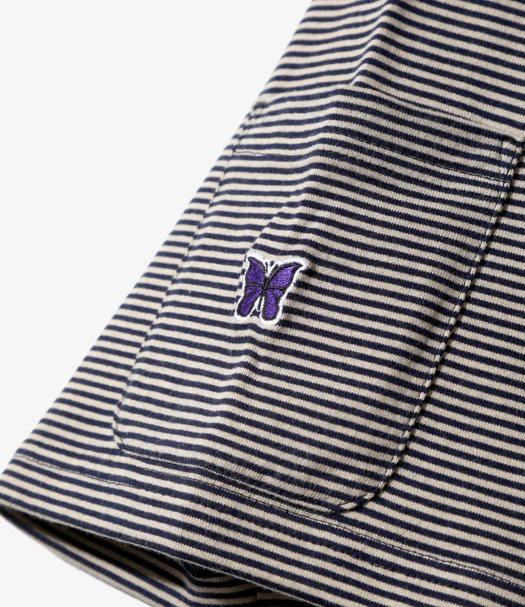 Crew Neck T-Shirt – Navy/Beige Stripe Jersey - Image 2