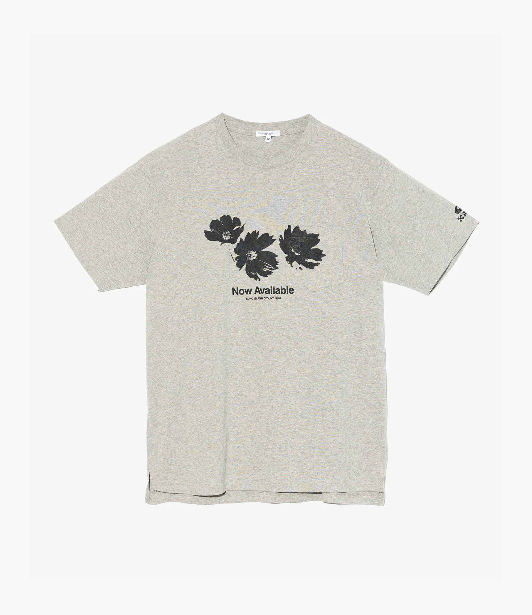 Cross Neck T–Shirt – Grey 'Flower' Print