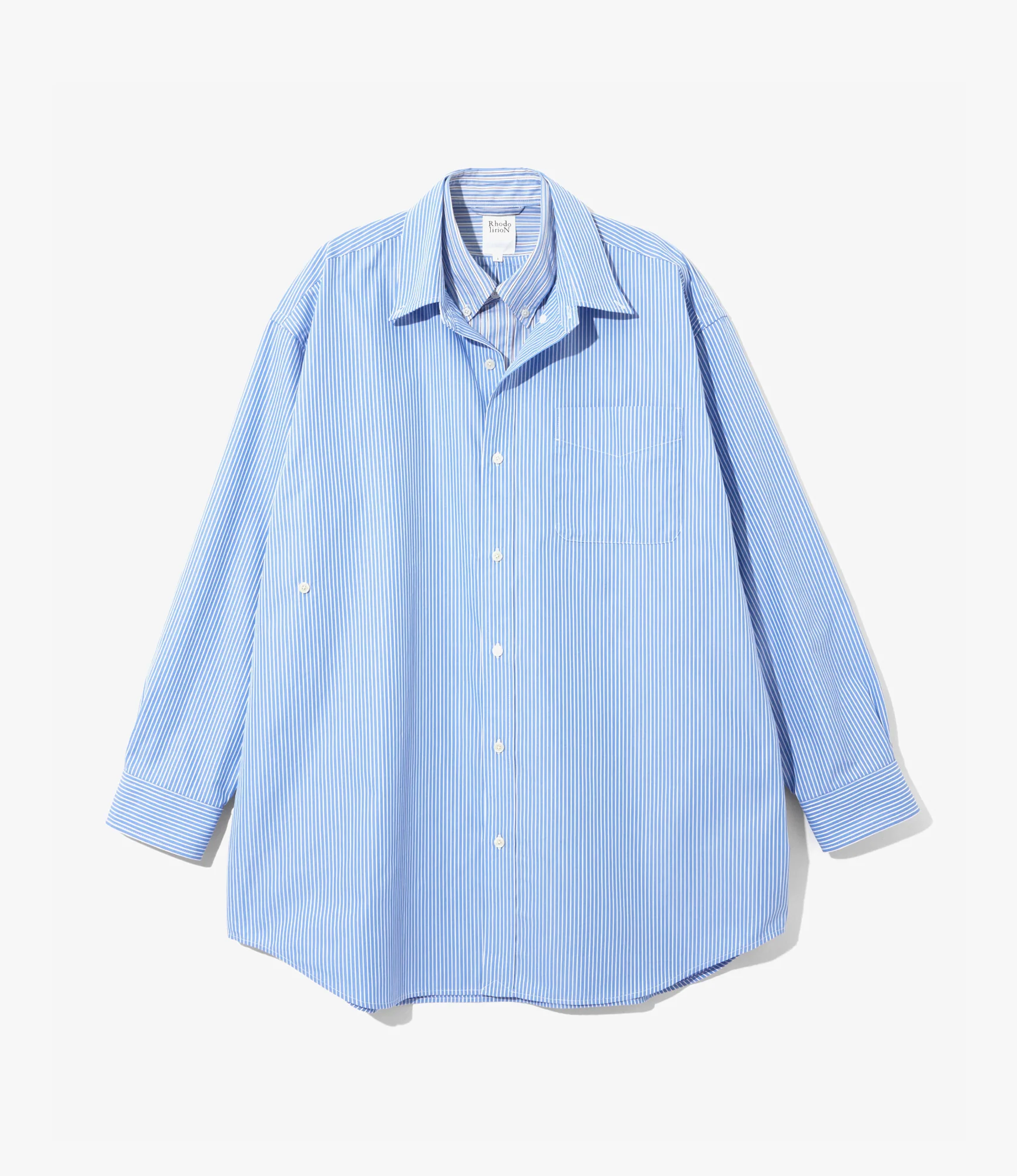 Double-Layer Shirt Dress – Sax Blue Stripe - Image 2