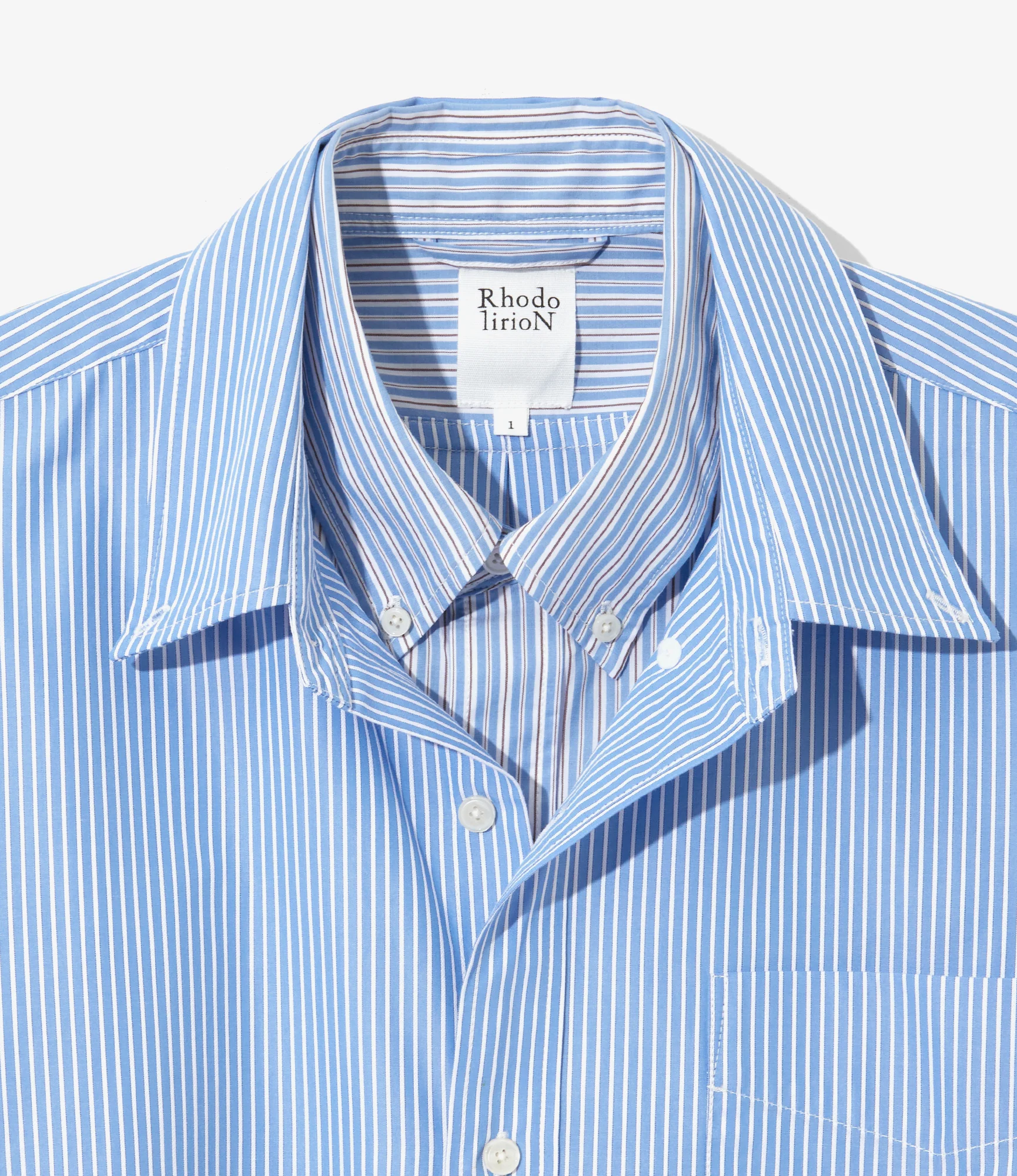 Double-Layer Shirt Dress – Sax Blue Stripe - Image 4