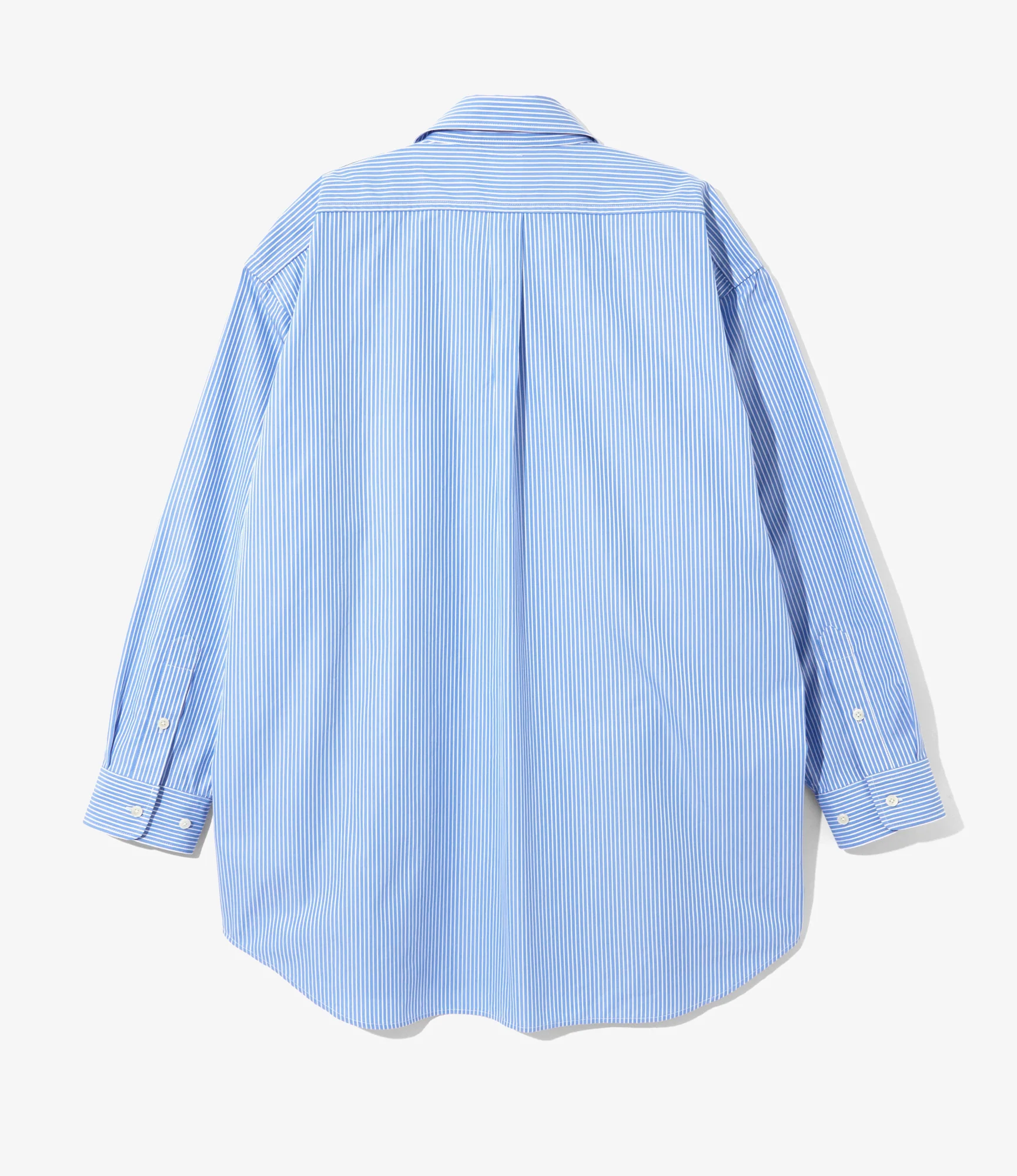 Double-Layer Shirt Dress – Sax Blue Stripe - Image 7