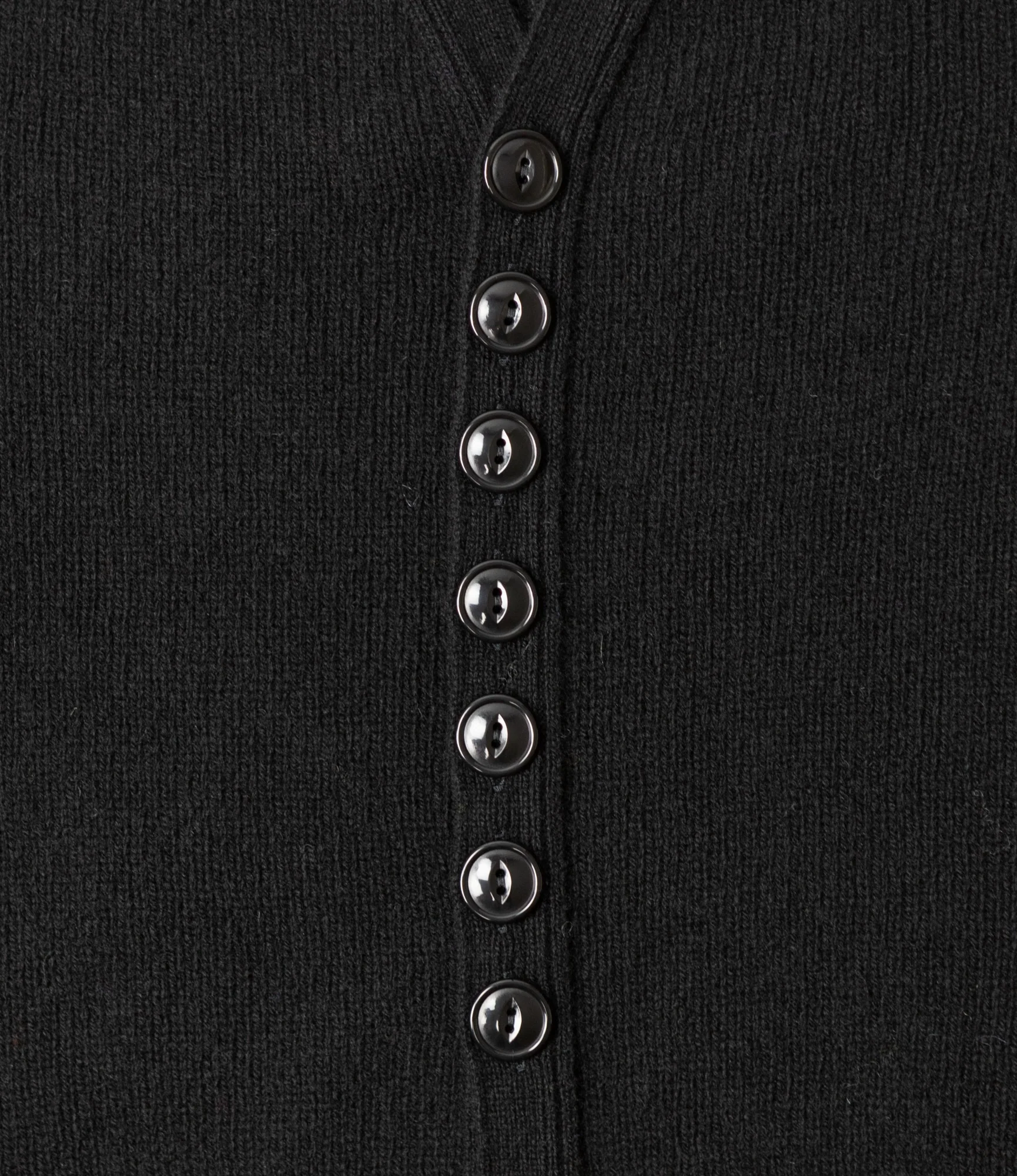 Fisherman Cardigan – Black Shetland Wool - Image 3