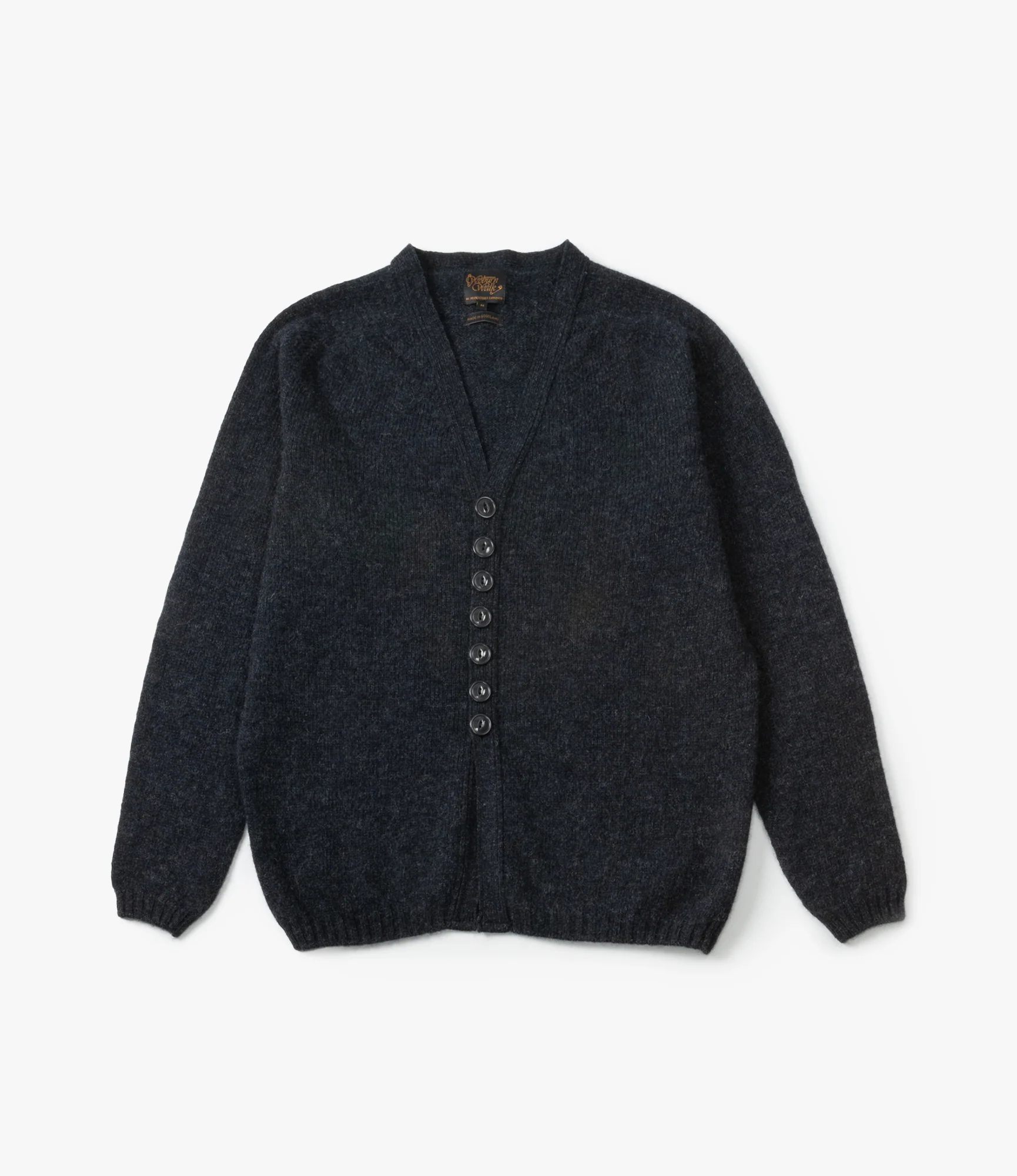 Fisherman Cardigan – Charcoal Shetland Wool