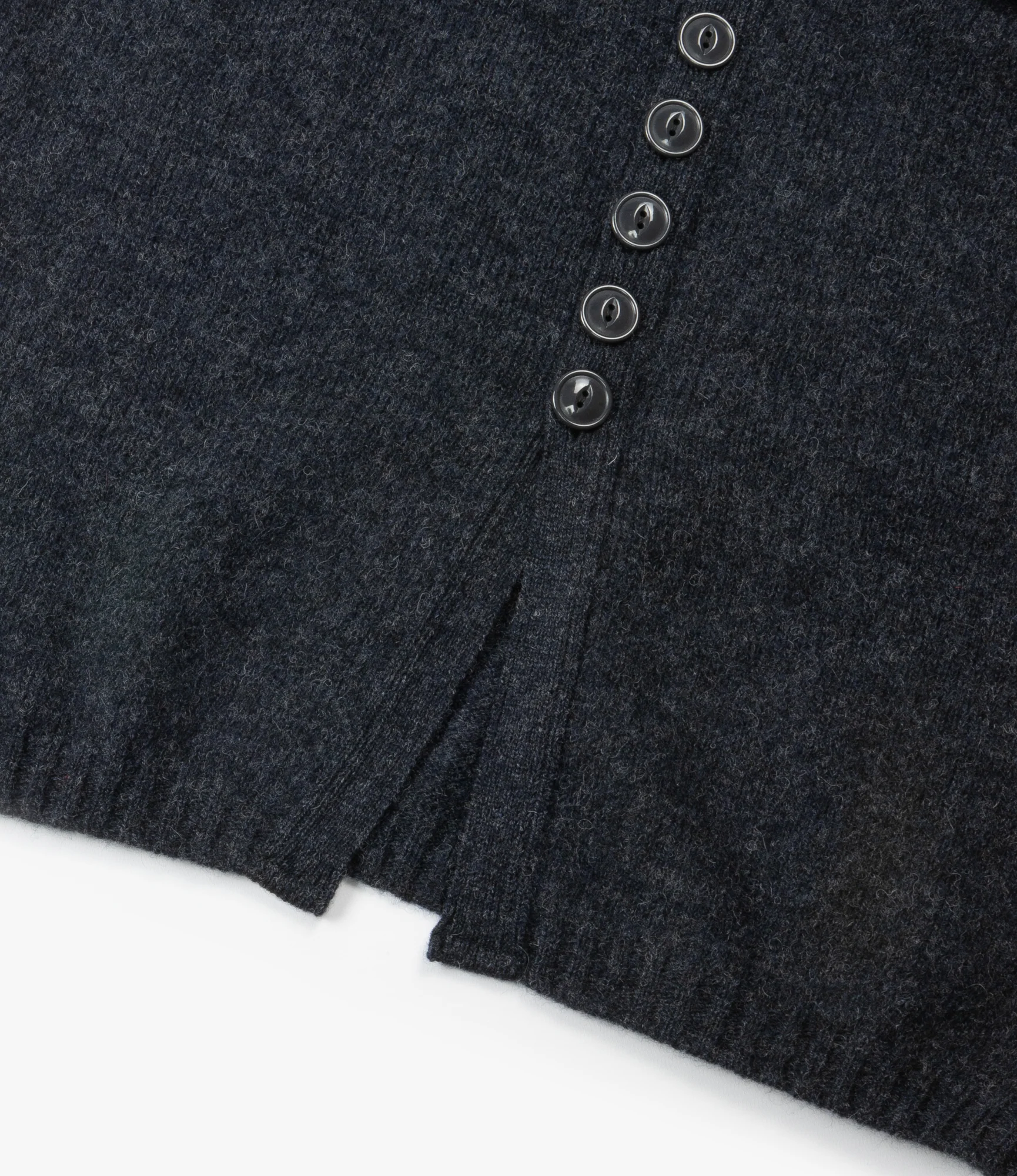 Fisherman Cardigan – Charcoal Shetland Wool - Image 5