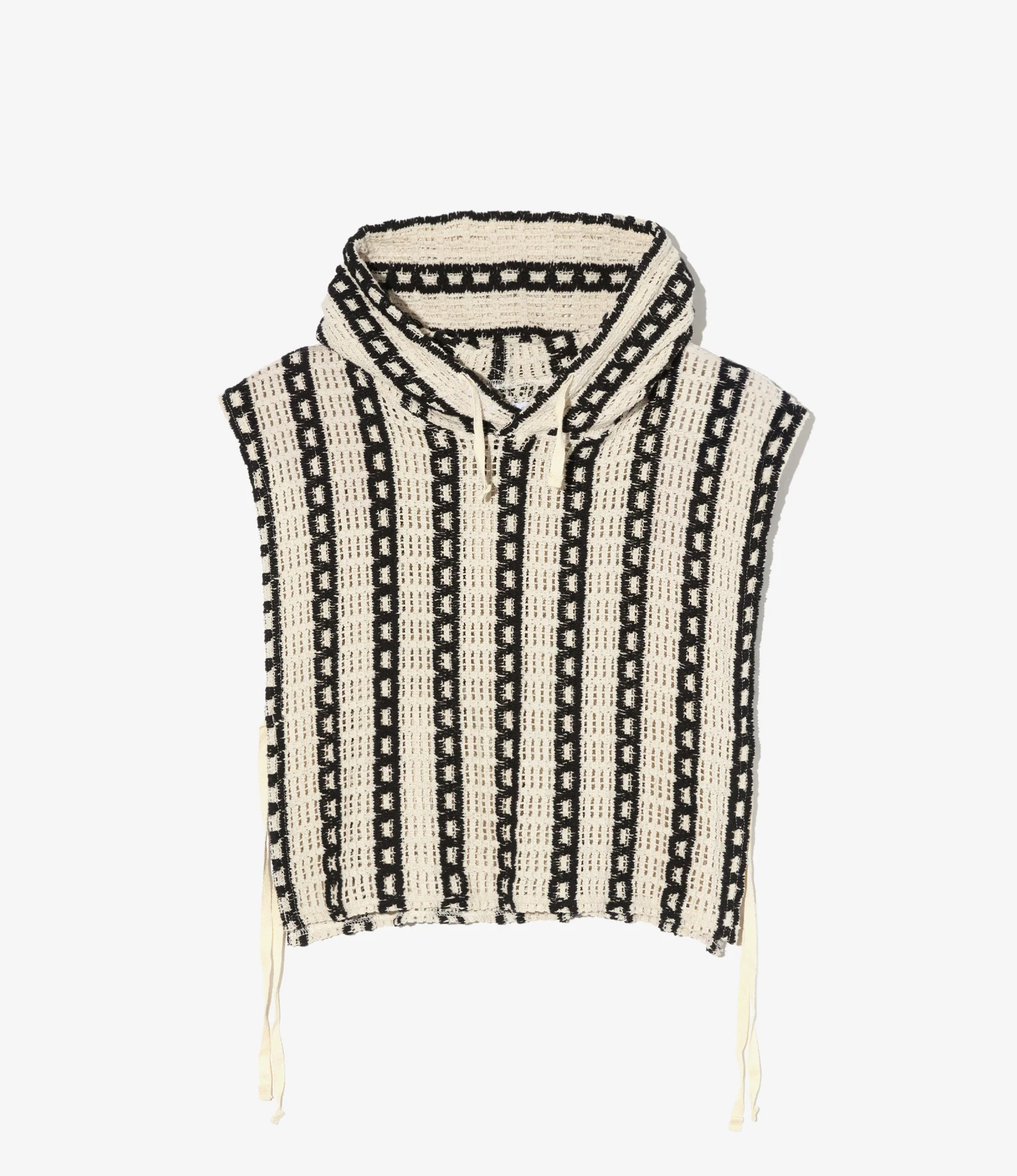 Hooded Interliner – Black/White Striped Crochet
