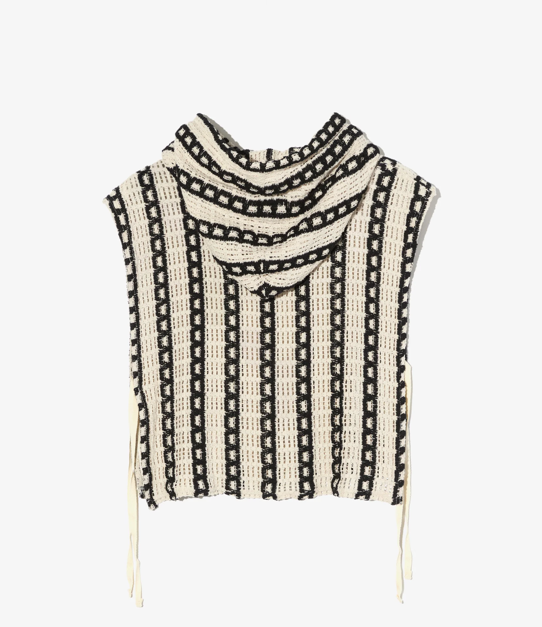 Hooded Interliner – Black/White Striped Crochet - Image 2