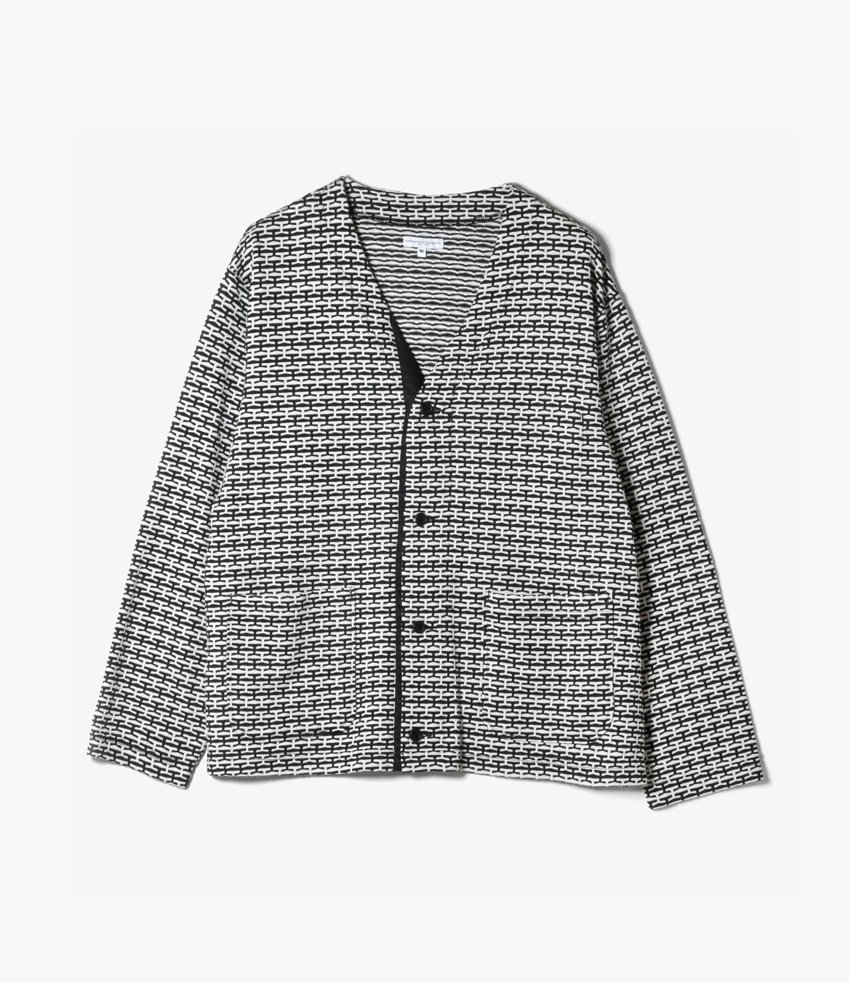 Knit Cardigan – Black/White Horizontal Jacquard