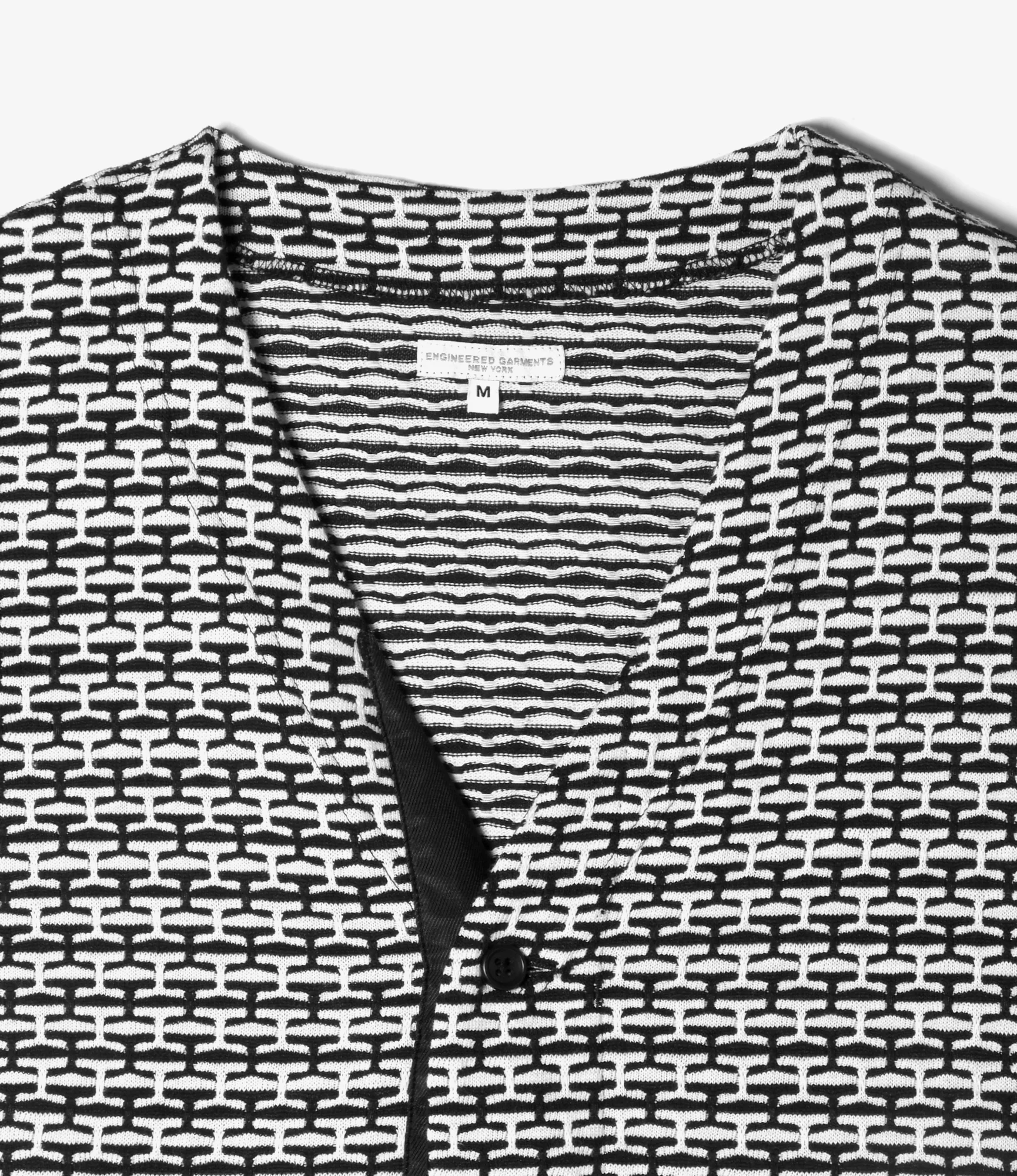 Knit Cardigan – Black/White Horizontal Jacquard - Image 2