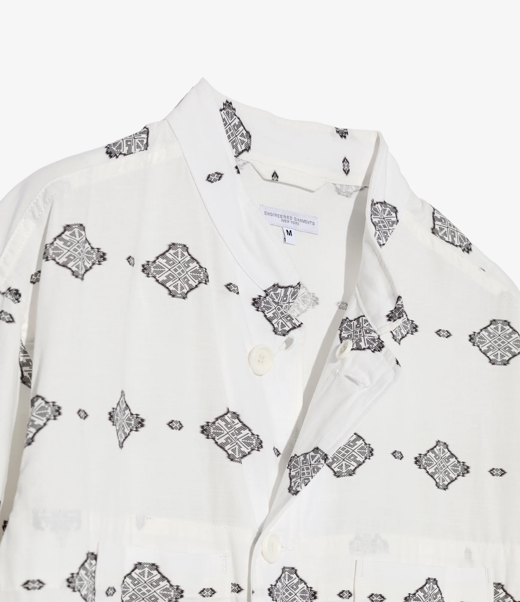 Long Dayton Shirt – White Ikat Print - Image 3