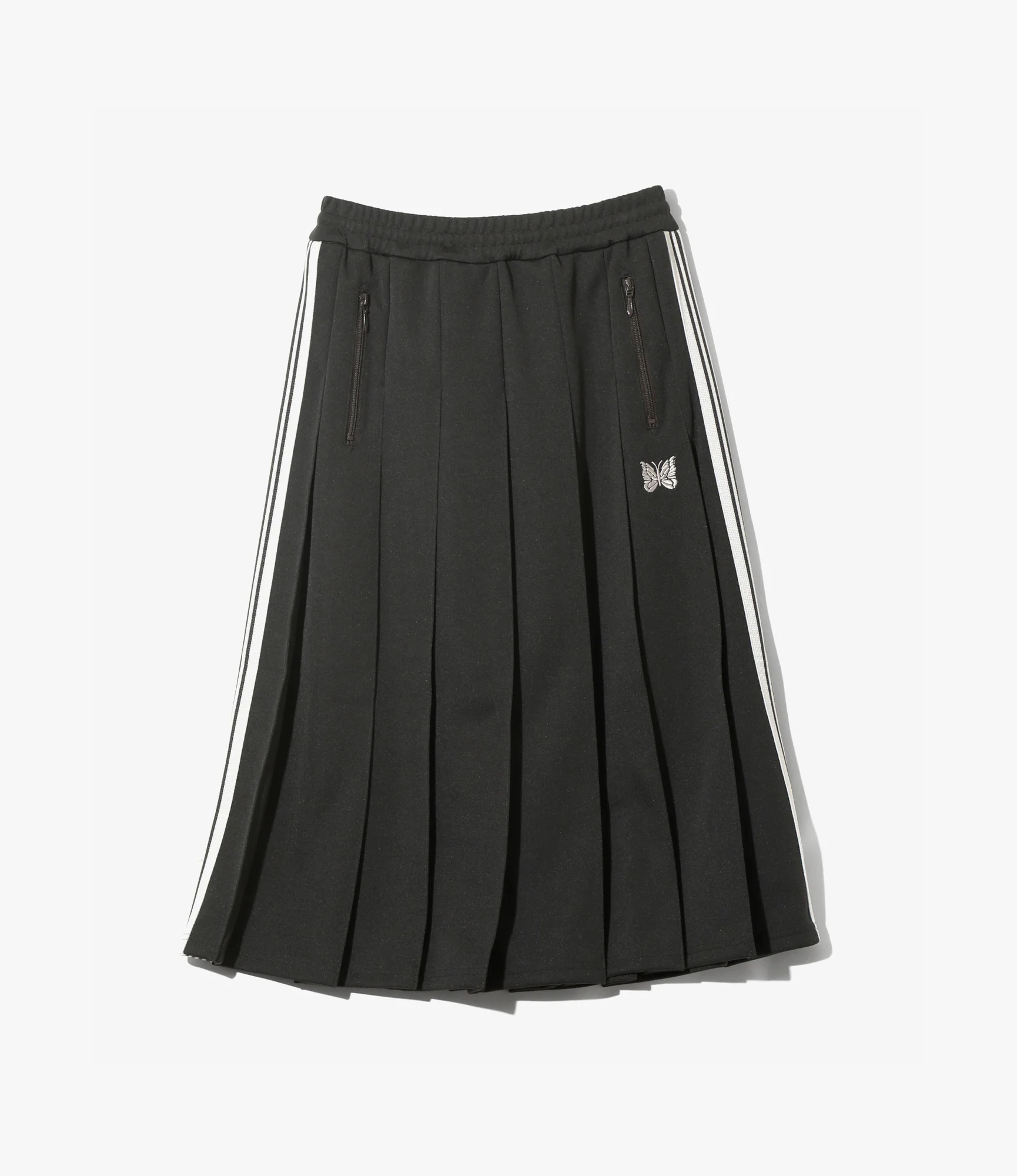 Pleated Track Skirt – Charcoal Smooth Polyester