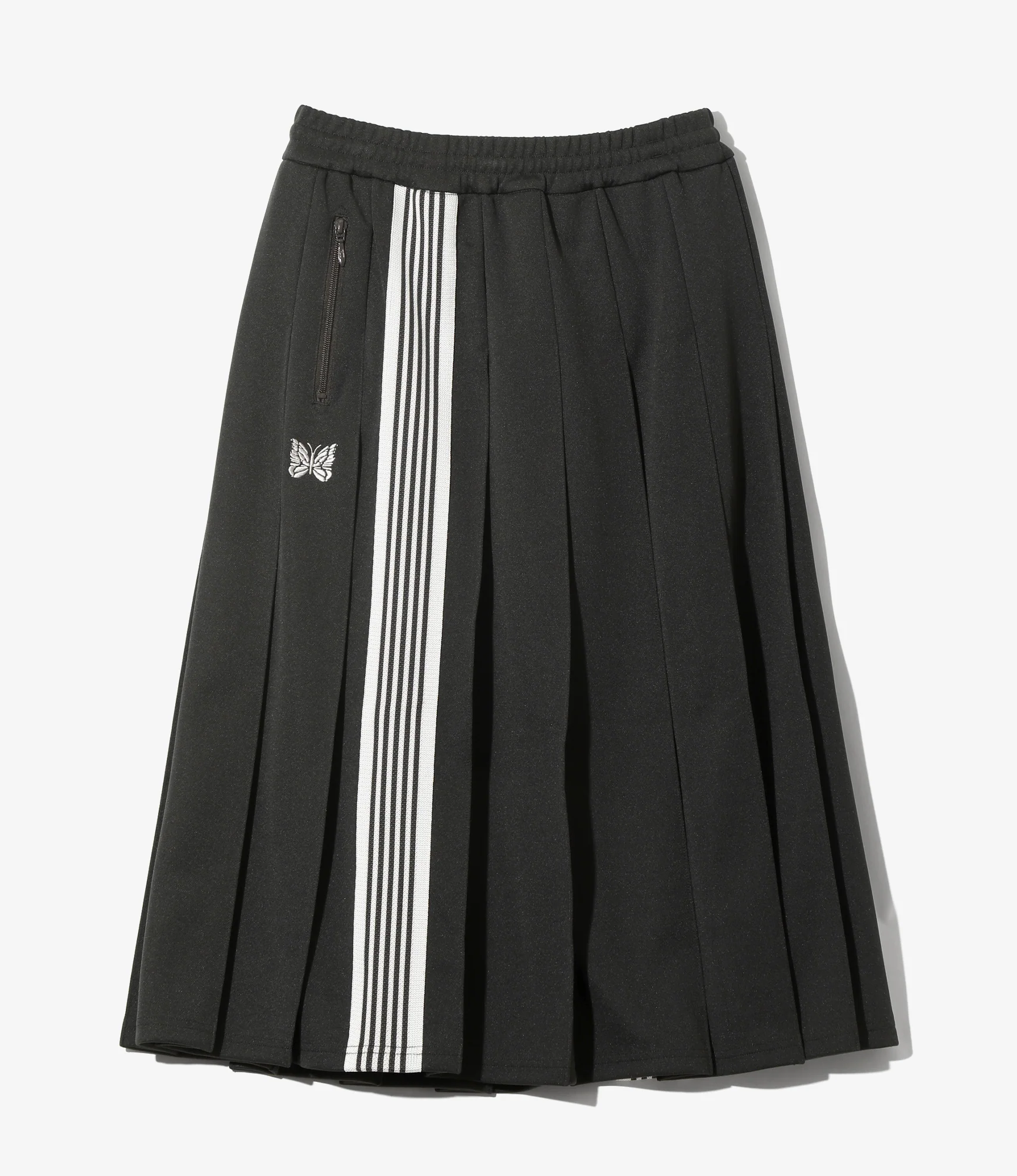 Pleated Track Skirt – Charcoal Smooth Polyester - Image 4