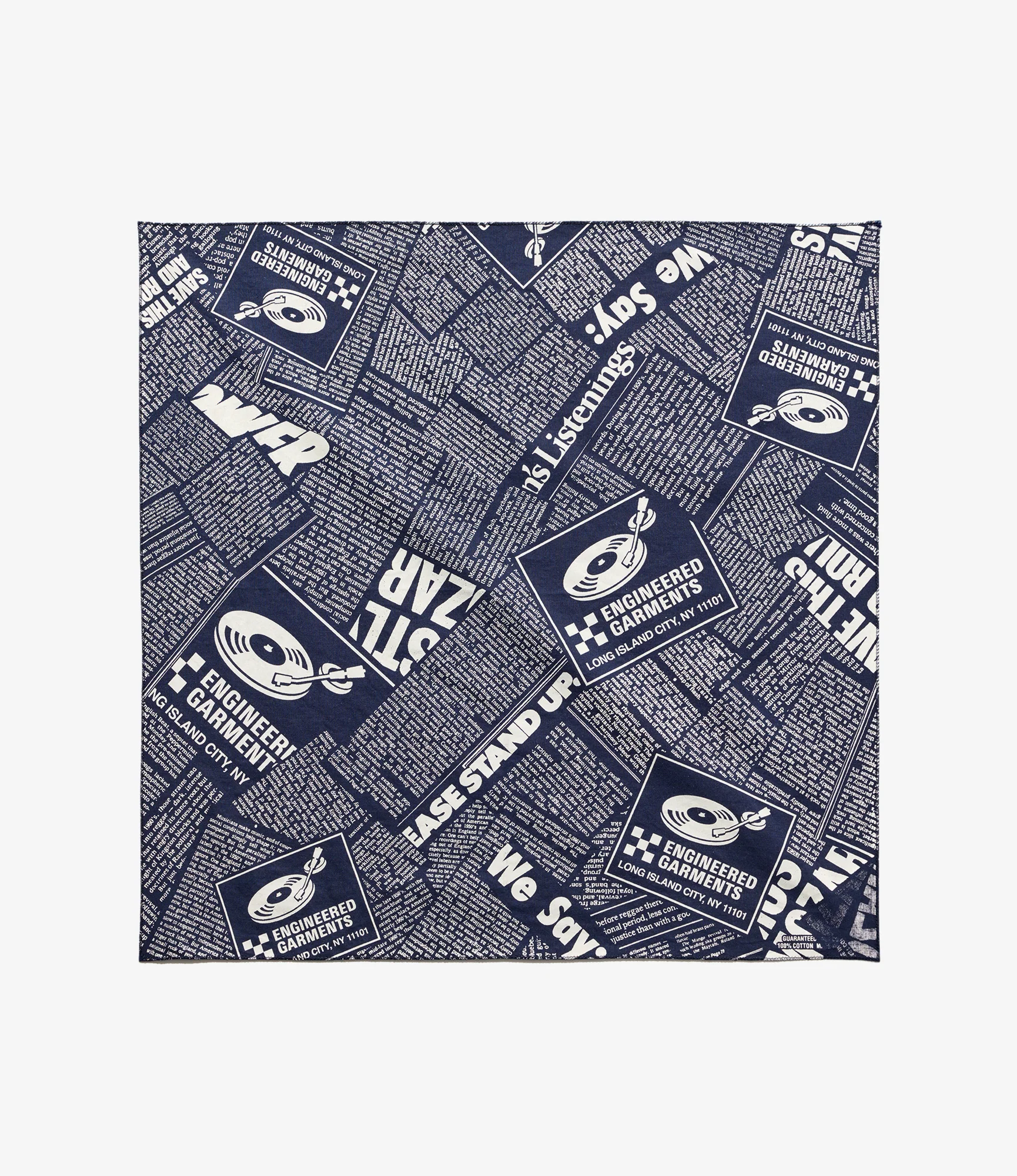 Cotton Bandana – Navy 'News' Print