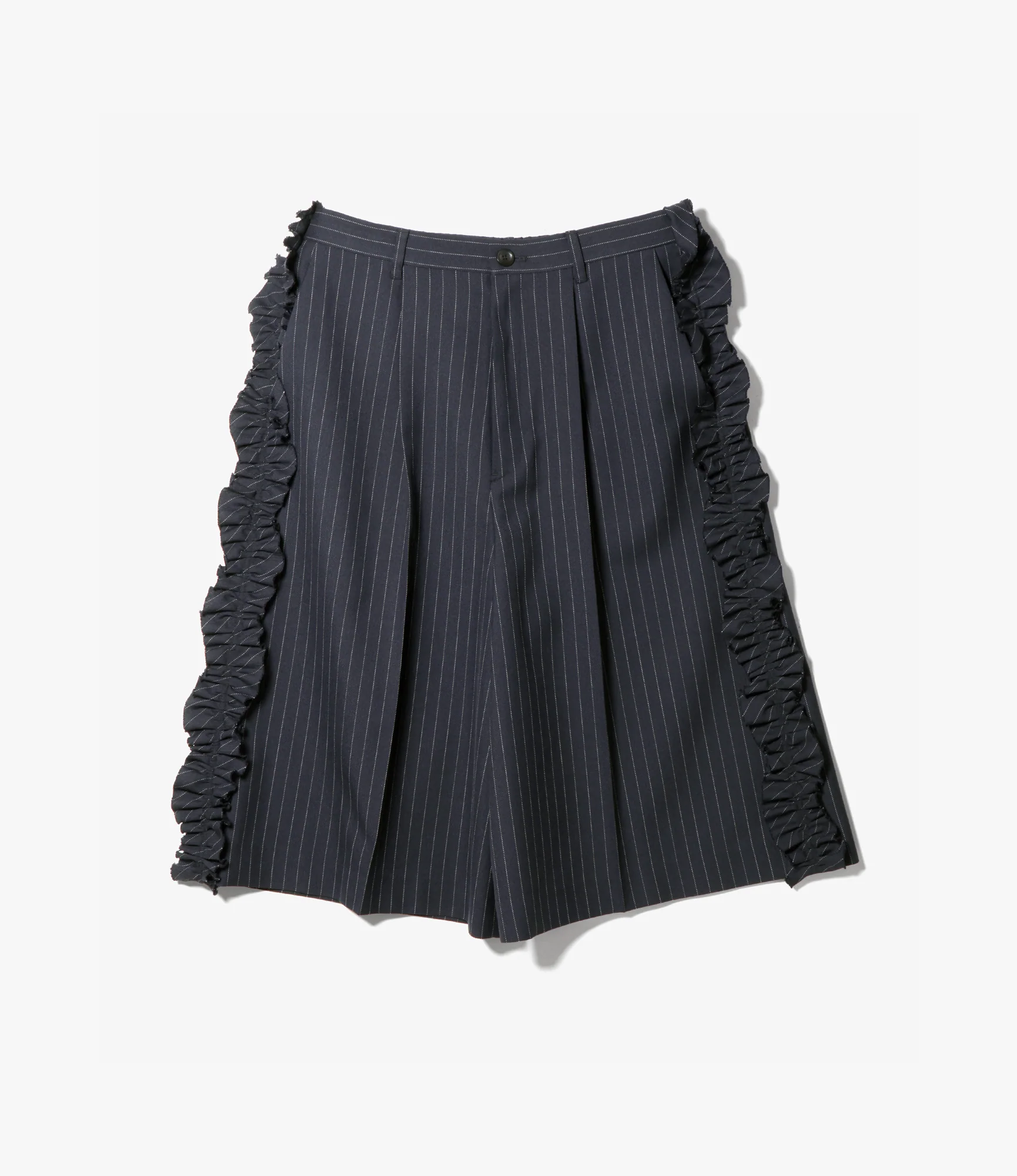 Side Frill 3/4 Pant – Navy Pinstripe Gabardine