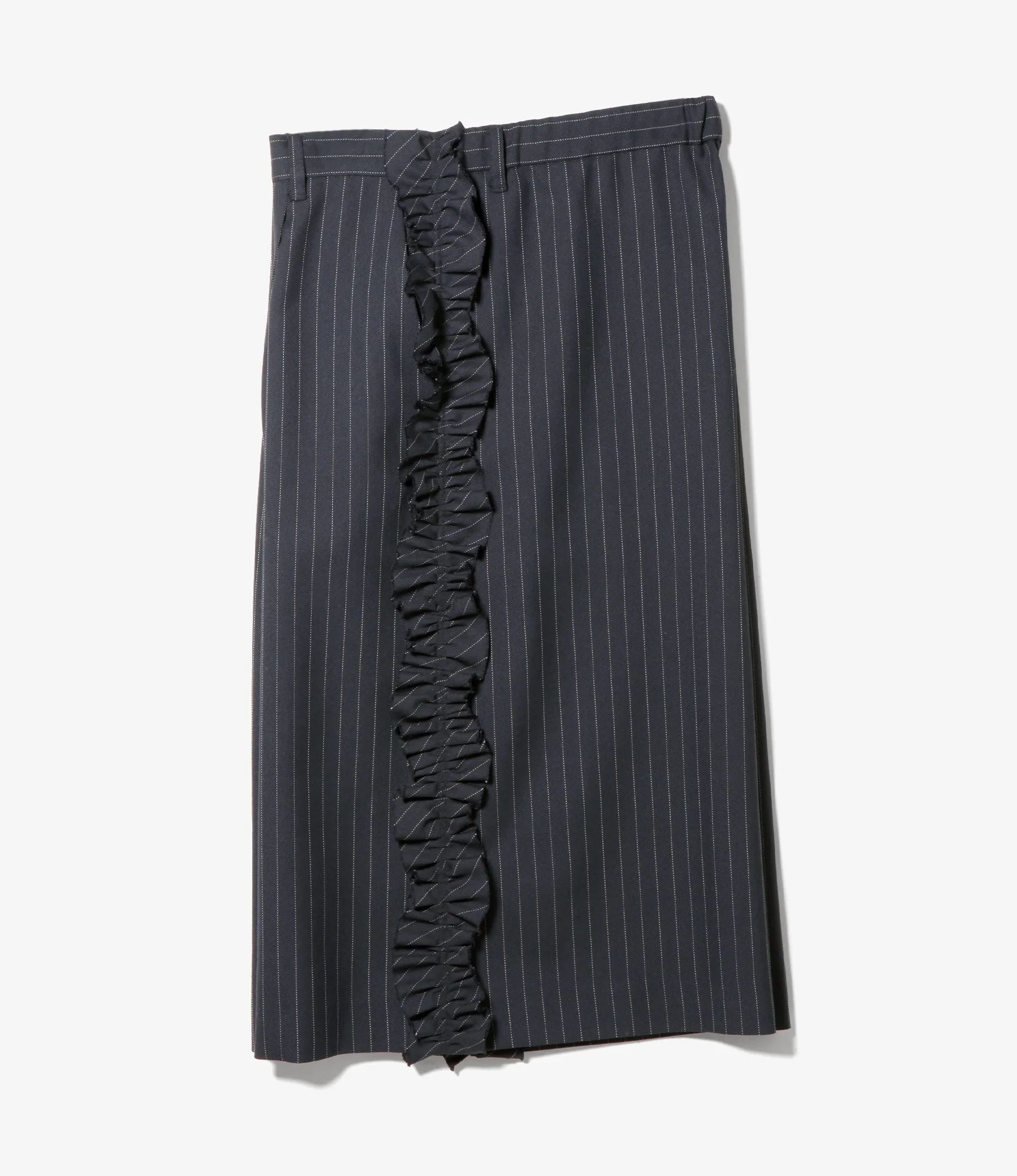Side Frill 3/4 Pant – Navy Pinstripe Gabardine - Image 3