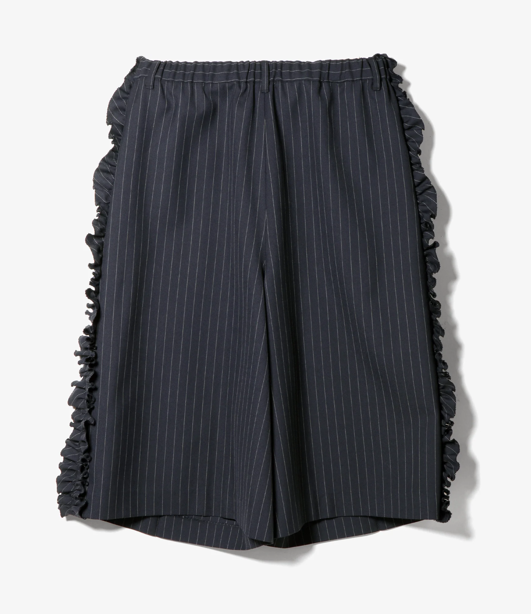 Side Frill 3/4 Pant – Navy Pinstripe Gabardine - Image 4