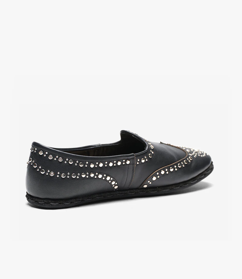 Studded Sabah Slipper – Black Leather - Image 5