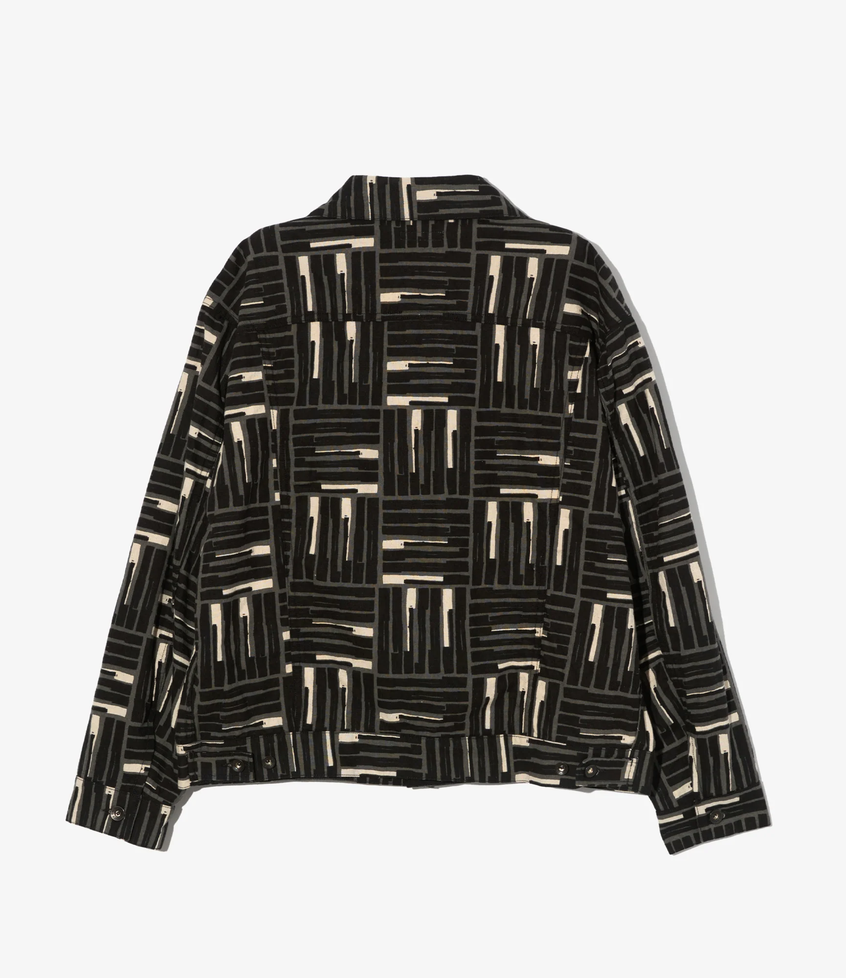 Type 5 Jean Jacket – Black Tile Print Canvas - Image 2