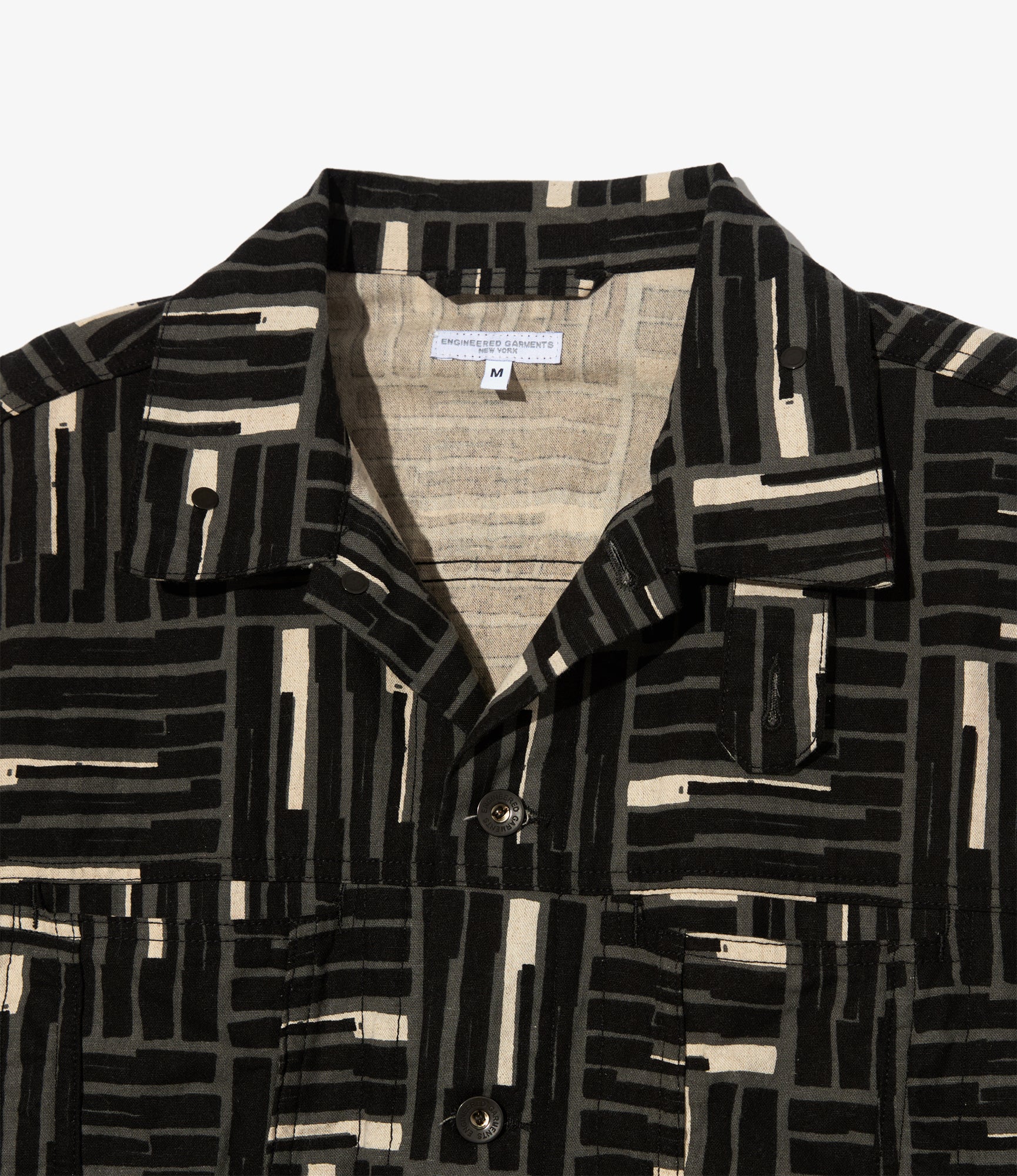 Type 5 Jean Jacket – Black Tile Print Canvas - Image 3