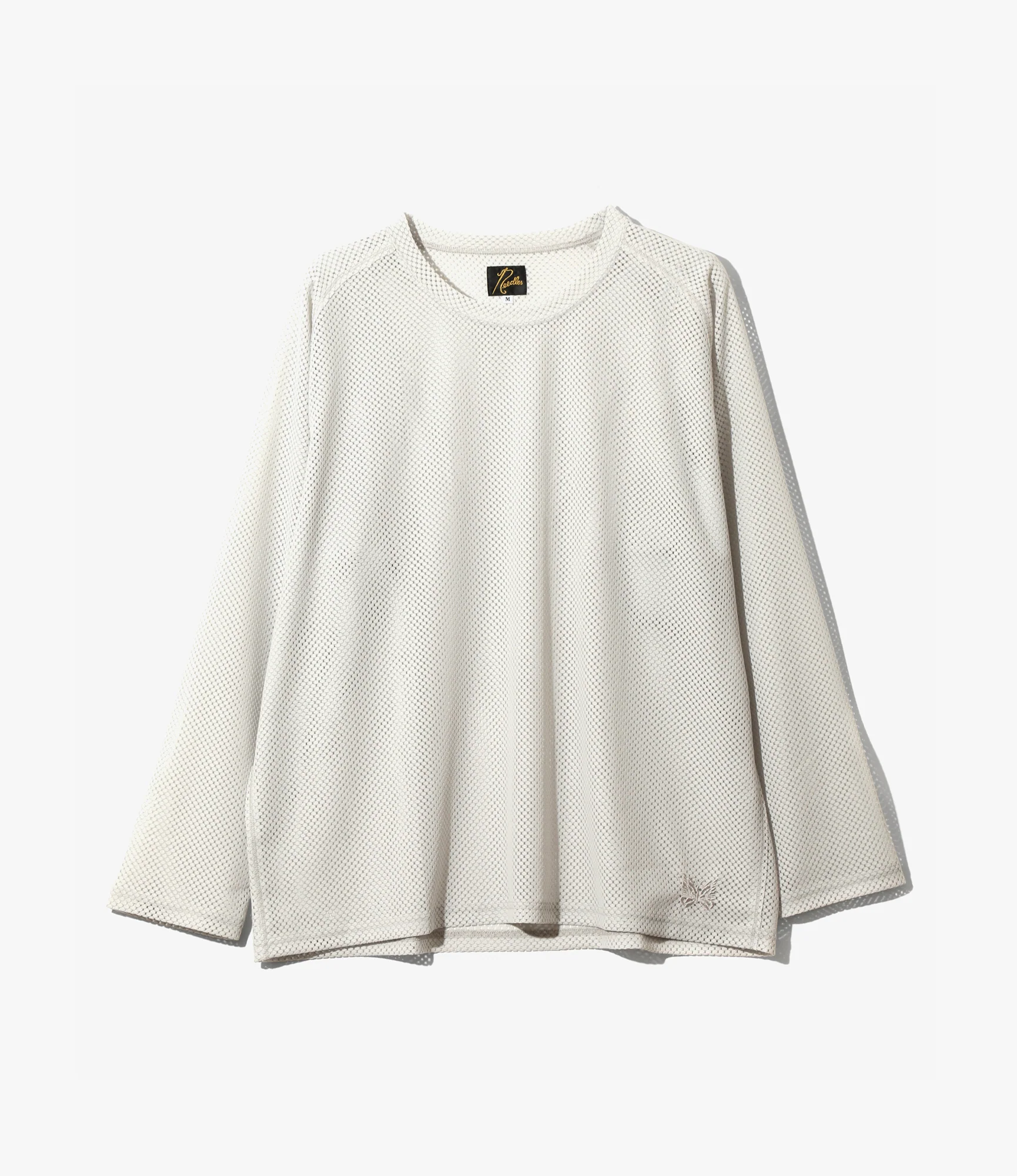 U-Neck Long Sleeve T-Shirt – Grey Geometric Raschel Lace
