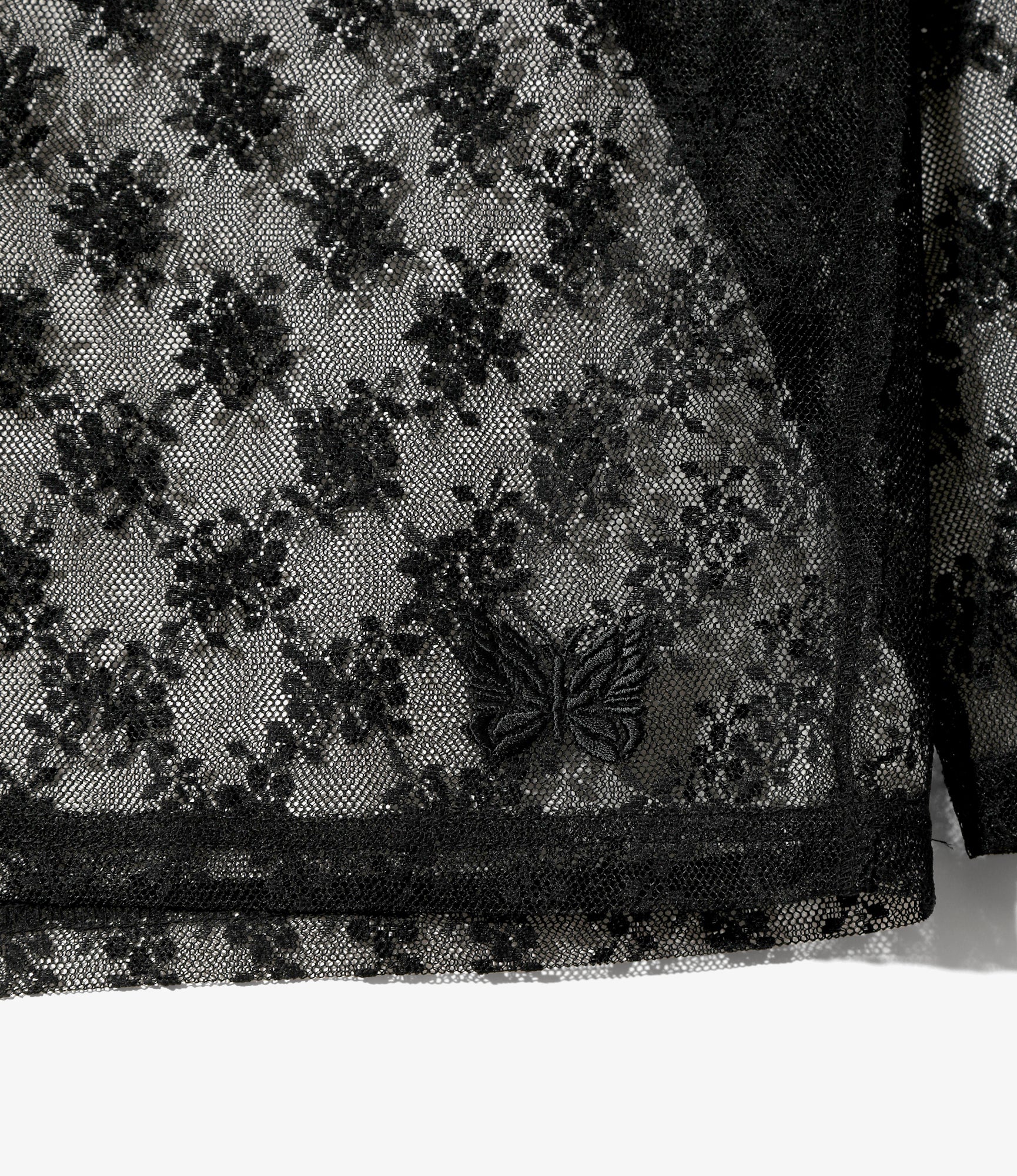 V-Neck Cardigan – Black Floral Raschel Lace - Image 2