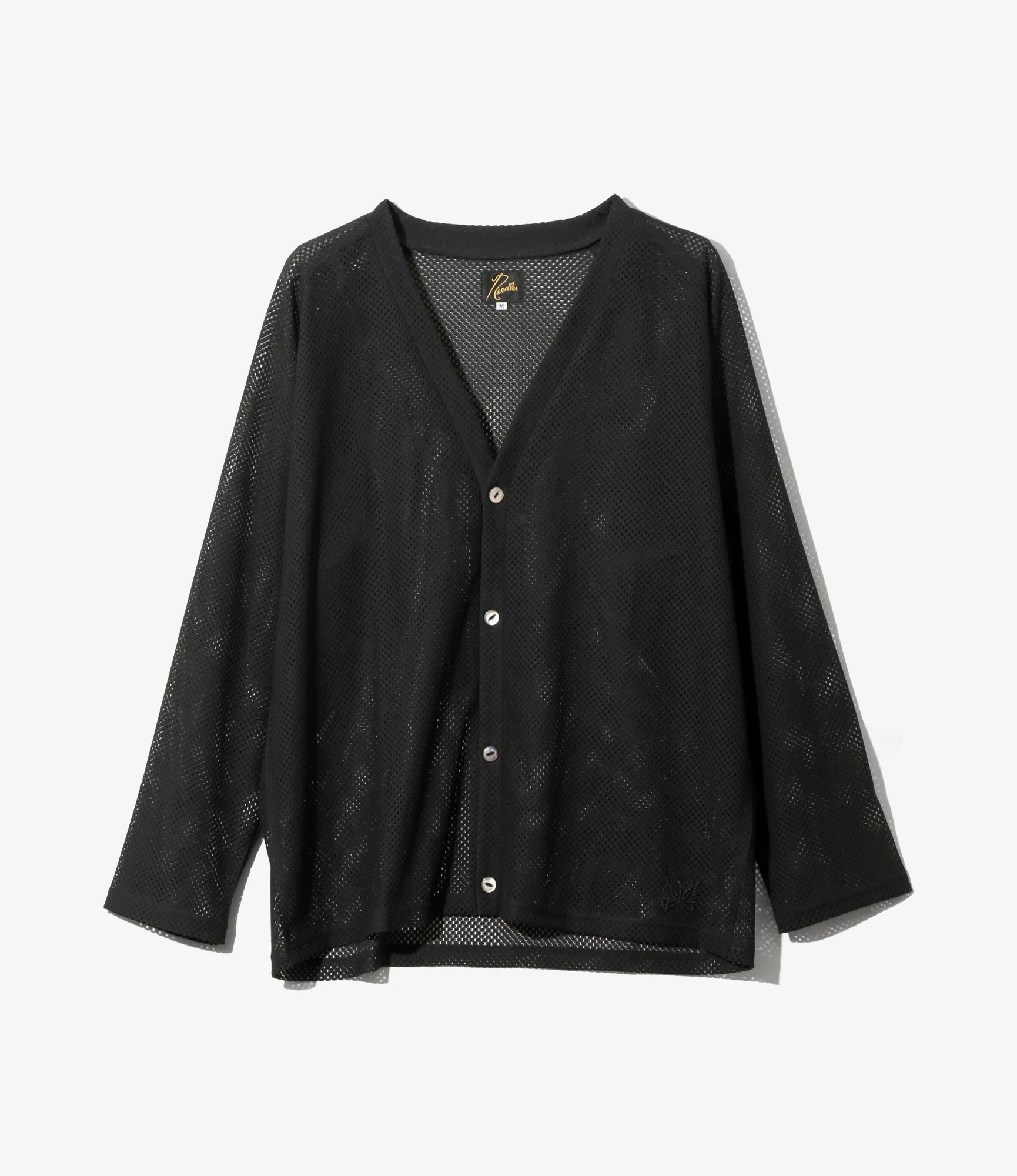 V-Neck Cardigan – Black Geometric Raschel Lace